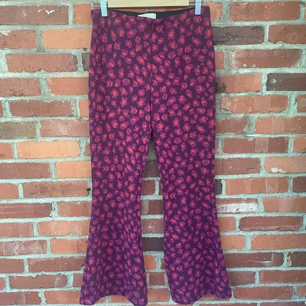 Anthropologie Knit Flare Pants Red Pink Purple Size Small S - Picture 8 of 10